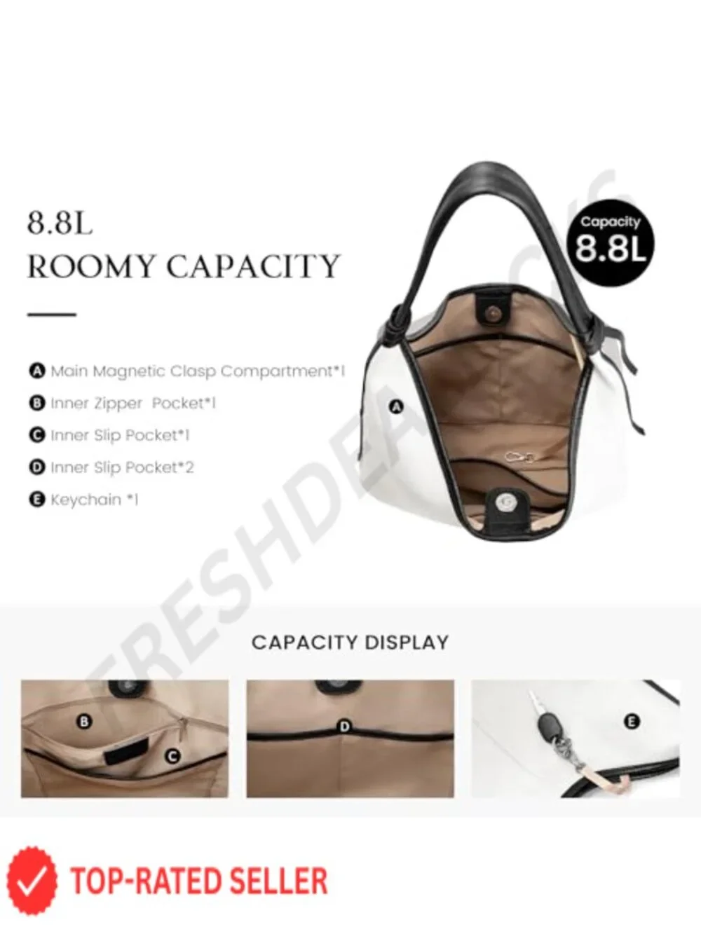 Genuine Leather Slouchy Hobo Bag Women Tassel Magnetic Closure Lightweight Tote